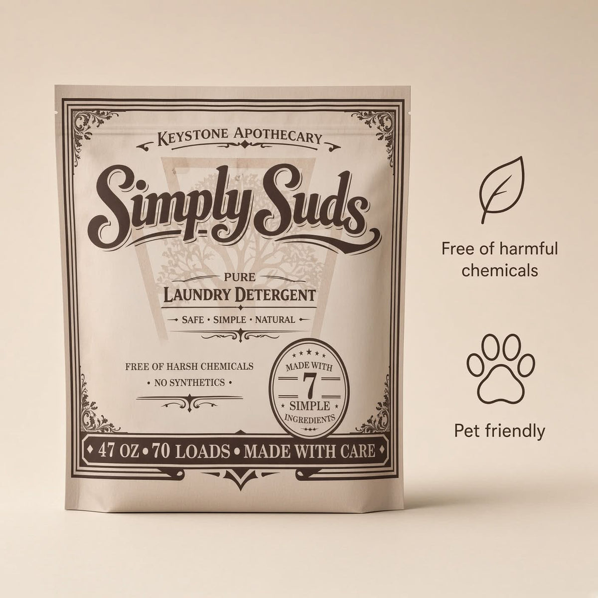 Simply Suds Natural Laundry Detergent Pure Non Toxic Eco Friendly Powder (Unscented)